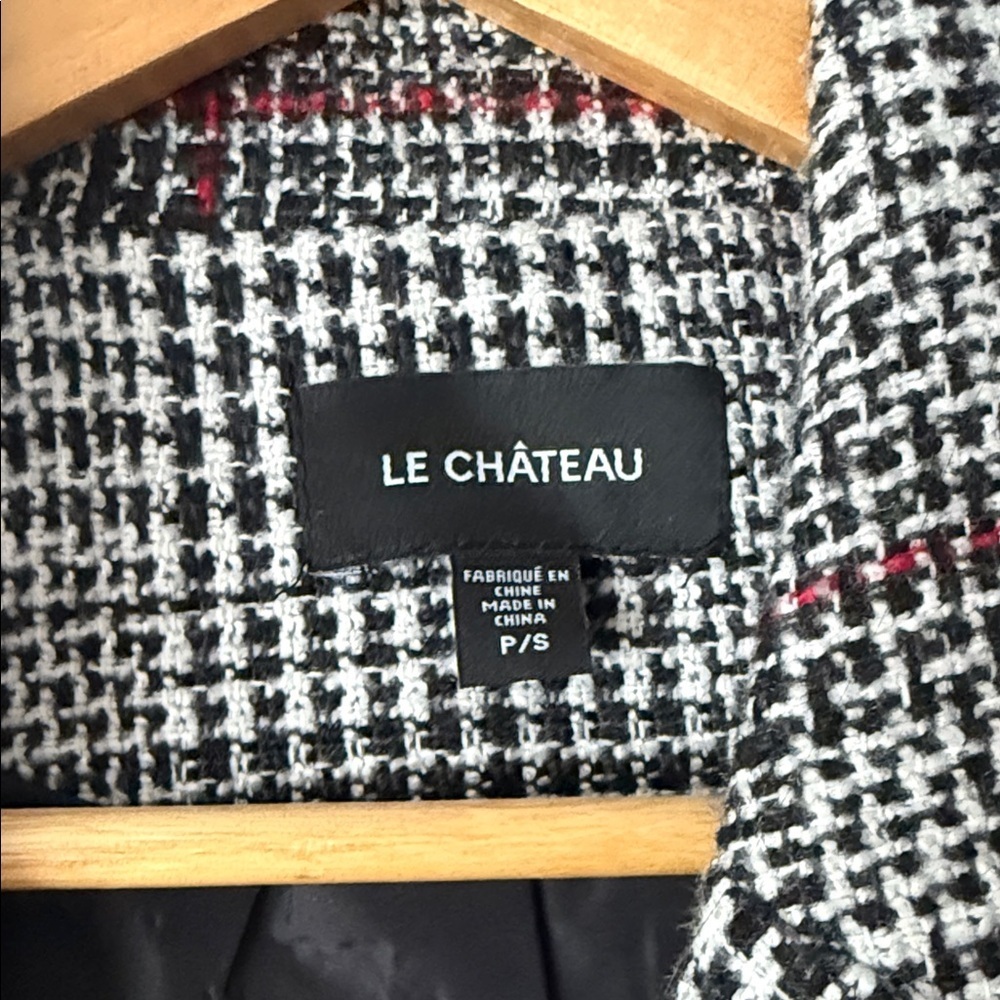 Le Chateau Black and White Houndstooth Pea Coat - Picture 6 of 6